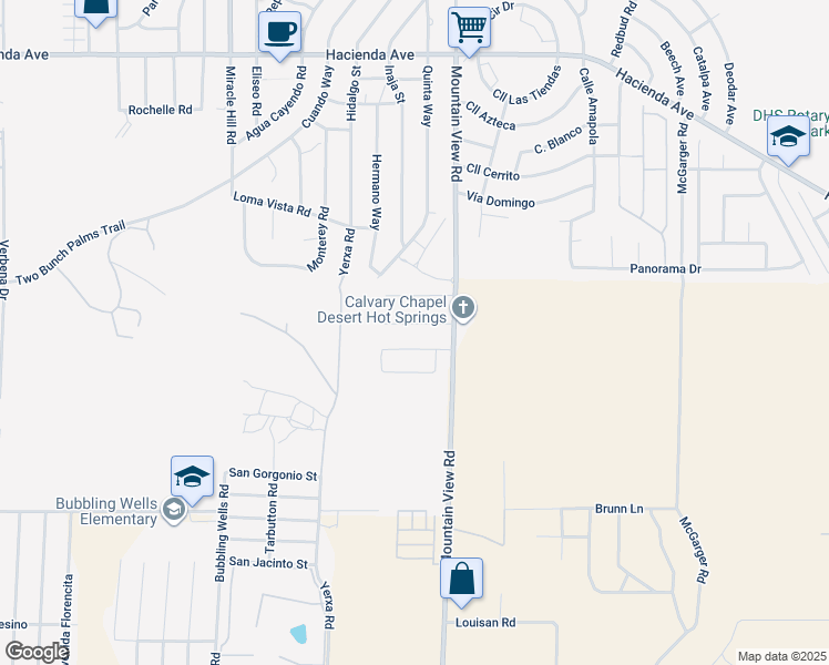 map of restaurants, bars, coffee shops, grocery stores, and more near 67933 Alexandria Court in Desert Hot Springs