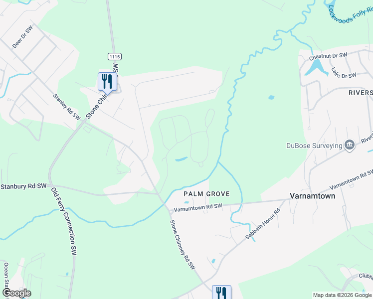 map of restaurants, bars, coffee shops, grocery stores, and more near 2692 Jessica Lane Southwest in Brunswick