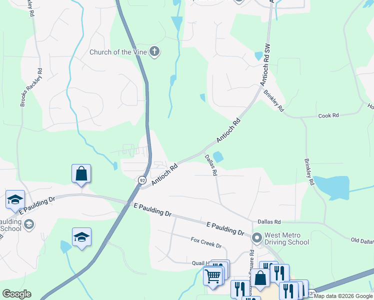 map of restaurants, bars, coffee shops, grocery stores, and more near 337 Antioch Road in Dallas