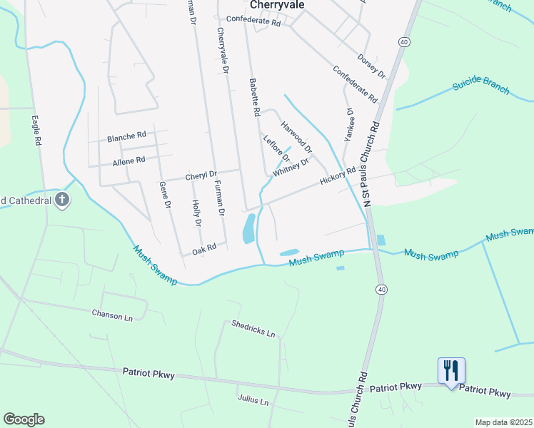 map of restaurants, bars, coffee shops, grocery stores, and more near 4282 Hickory Road in Sumter