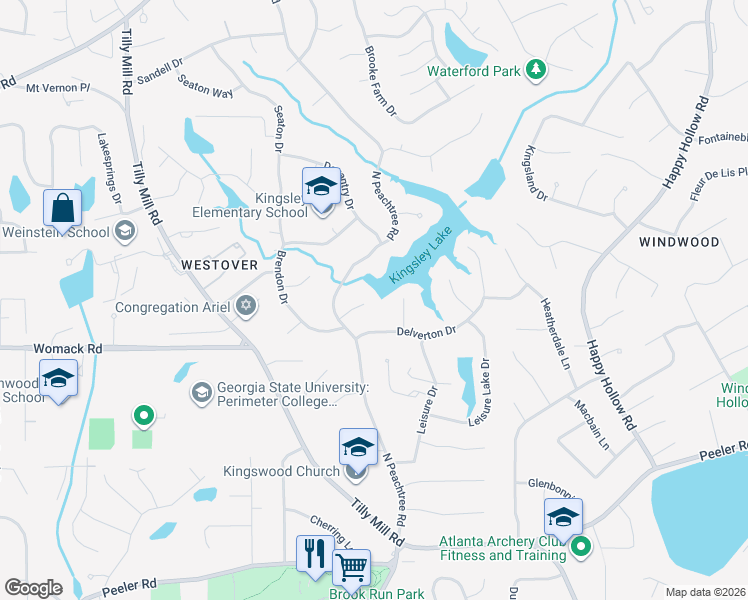 map of restaurants, bars, coffee shops, grocery stores, and more near 2235 Sancroff Court in Dunwoody