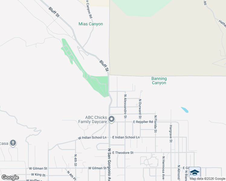 map of restaurants, bars, coffee shops, grocery stores, and more near 4133 West Wilson Street in Banning