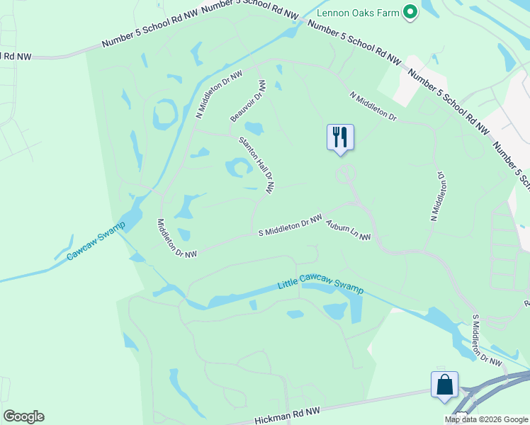 map of restaurants, bars, coffee shops, grocery stores, and more near 482 South Middleton Drive Northwest in Calabash
