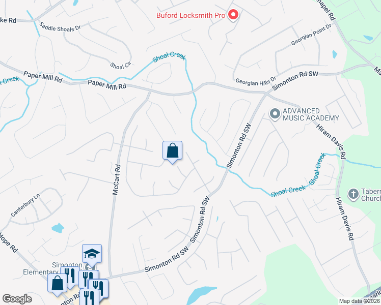 map of restaurants, bars, coffee shops, grocery stores, and more near 1025 Kirtley Way Southeast in Lawrenceville
