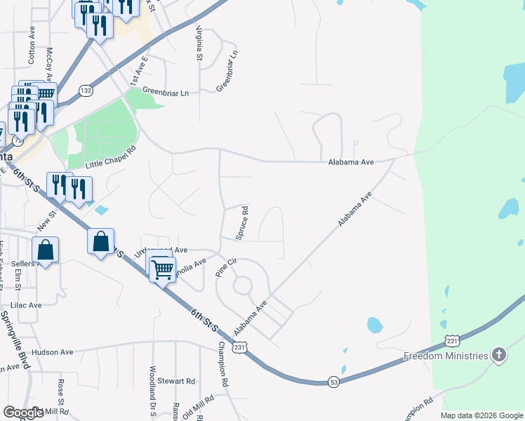 map of restaurants, bars, coffee shops, grocery stores, and more near 907 Azalea Road in Oneonta
