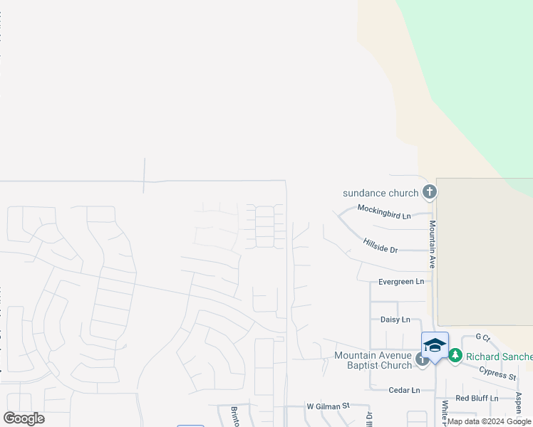 map of restaurants, bars, coffee shops, grocery stores, and more near 2207 Redwood Lane in Banning