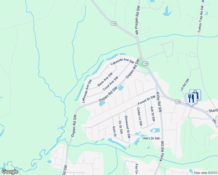 map of restaurants, bars, coffee shops, grocery stores, and more near 2126 Trout Avenue Southwest in Brunswick
