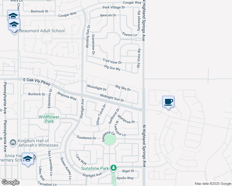 map of restaurants, bars, coffee shops, grocery stores, and more near 1436 White Cloud Lane in Beaumont