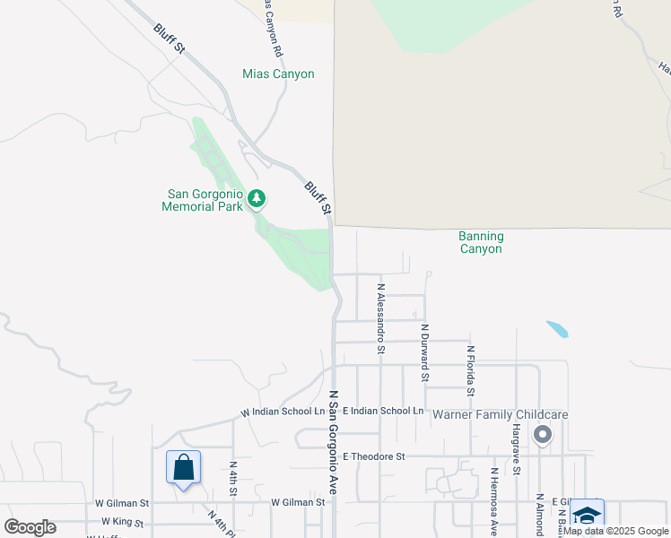 map of restaurants, bars, coffee shops, grocery stores, and more near 2400 North San Gorgonio Avenue in Banning