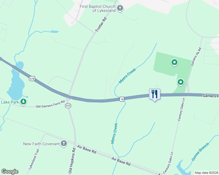 map of restaurants, bars, coffee shops, grocery stores, and more near 8338 Garners Ferry Road in Hopkins