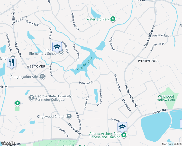 map of restaurants, bars, coffee shops, grocery stores, and more near 5024 Redcliff Court in Dunwoody