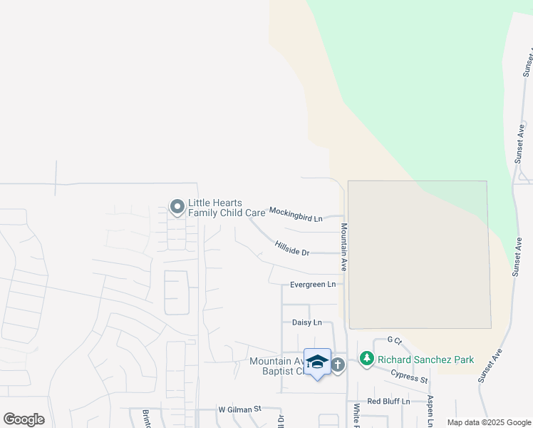 map of restaurants, bars, coffee shops, grocery stores, and more near 4442 Mockingbird Lane in Banning