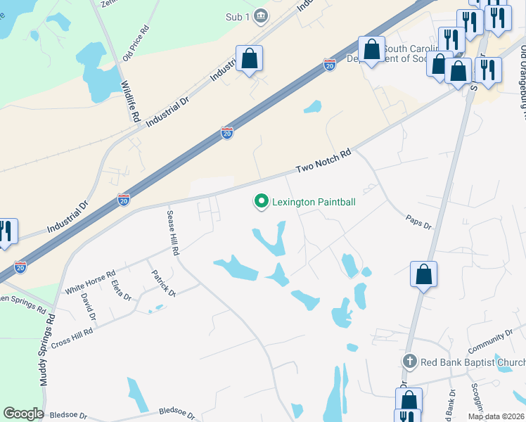 map of restaurants, bars, coffee shops, grocery stores, and more near 1783 Two Notch Road in Lexington