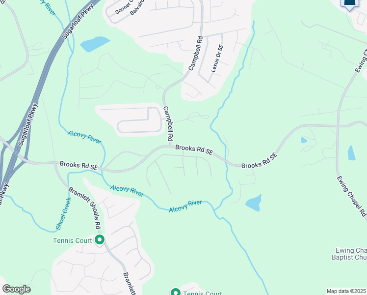 map of restaurants, bars, coffee shops, grocery stores, and more near 1540 Brooks Road Southeast in Lawrenceville