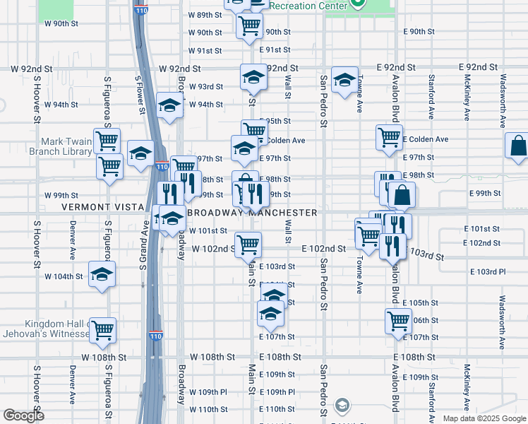 map of restaurants, bars, coffee shops, grocery stores, and more near in Los Angeles