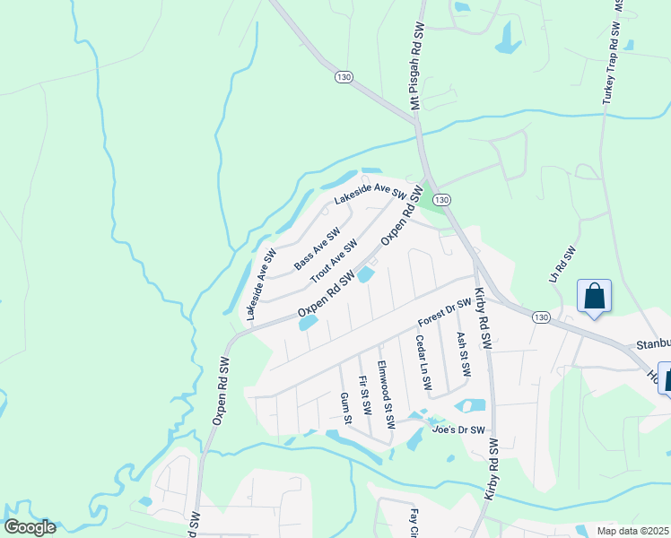 map of restaurants, bars, coffee shops, grocery stores, and more near 2116 Trout Avenue Southwest in Brunswick County