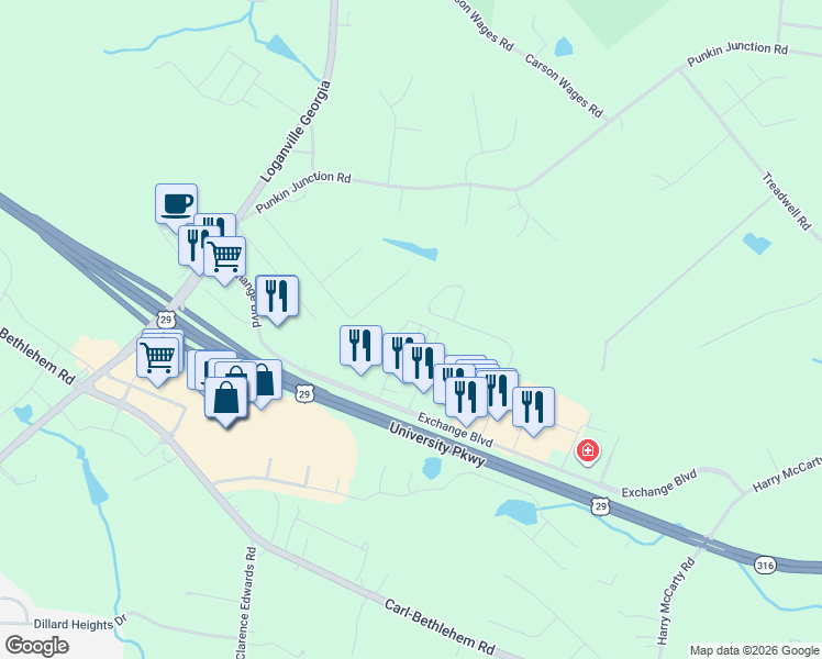 map of restaurants, bars, coffee shops, grocery stores, and more near 837 Lodgeview Drive in Bethlehem