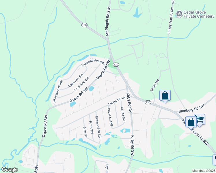 map of restaurants, bars, coffee shops, grocery stores, and more near 1797 Silent Grove Ave SW in Brunswick