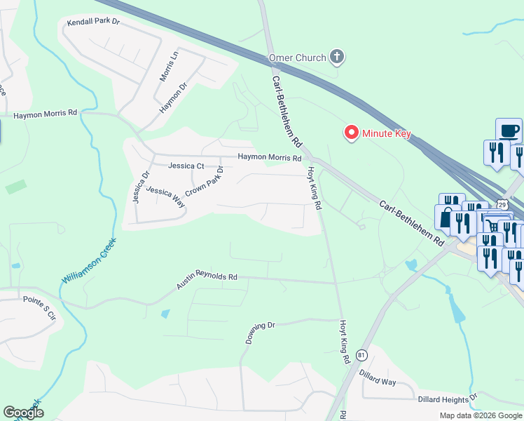 map of restaurants, bars, coffee shops, grocery stores, and more near 723 Westbury Court in Bethlehem