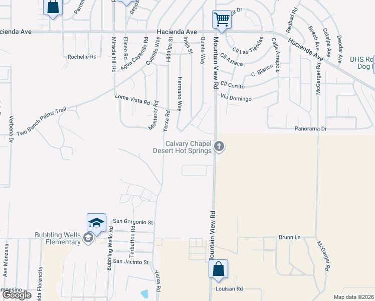 map of restaurants, bars, coffee shops, grocery stores, and more near 67864 Ava Court in Desert Hot Springs
