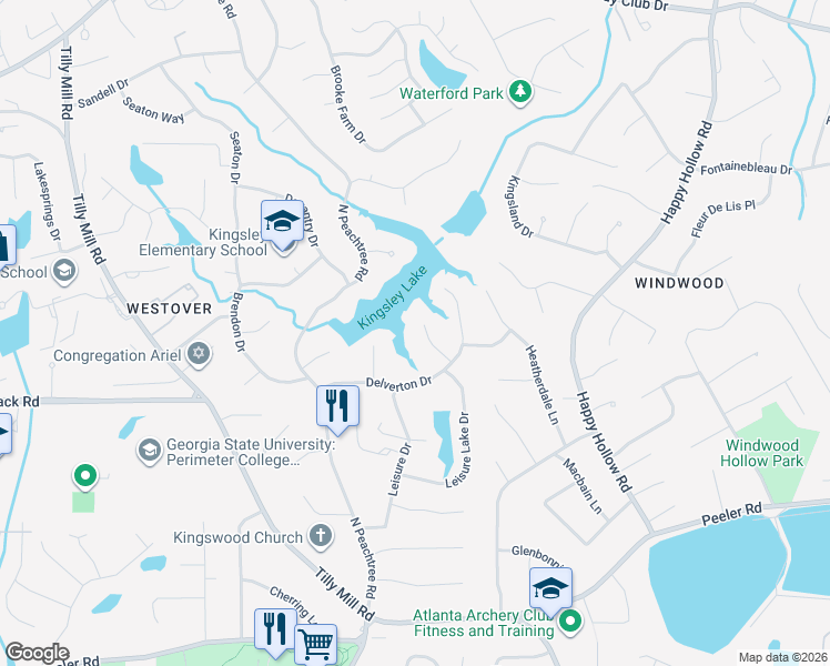 map of restaurants, bars, coffee shops, grocery stores, and more near 5024 Redcliff Court in Dunwoody