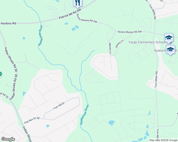 map of restaurants, bars, coffee shops, grocery stores, and more near 1949 Roxey Lane in Winder