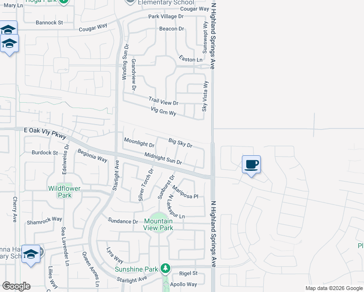 map of restaurants, bars, coffee shops, grocery stores, and more near 1617 Big Sky Drive in Beaumont