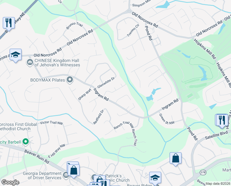 map of restaurants, bars, coffee shops, grocery stores, and more near 4847 High Forest Drive in Duluth