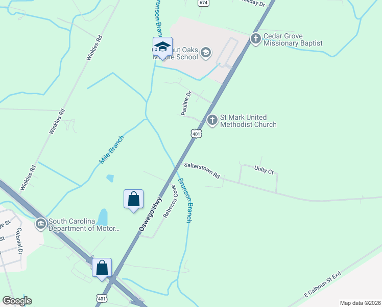 map of restaurants, bars, coffee shops, grocery stores, and more near 1061 Oswego Highway in Sumter