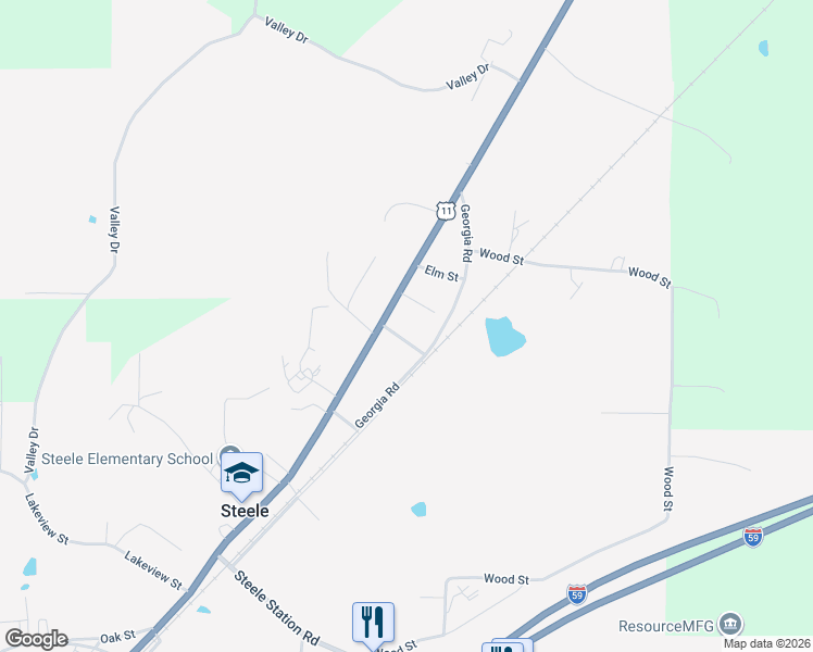 map of restaurants, bars, coffee shops, grocery stores, and more near 4255 Main Street in Steele