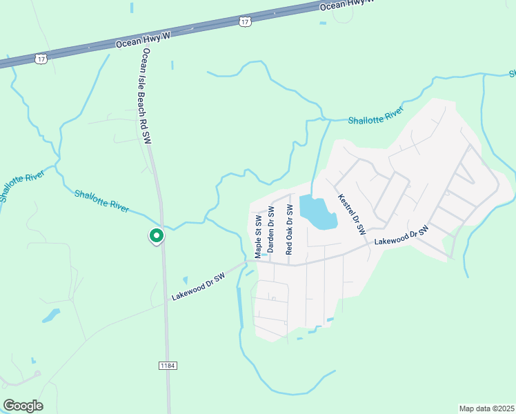 map of restaurants, bars, coffee shops, grocery stores, and more near 5418 Estate Drive Southwest in Shallotte