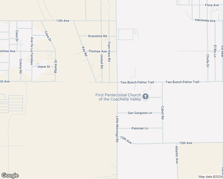 map of restaurants, bars, coffee shops, grocery stores, and more near Little Morongo Road in Desert Hot Springs