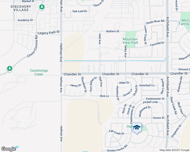map of restaurants, bars, coffee shops, grocery stores, and more near 14751 Chandler Street in Corona