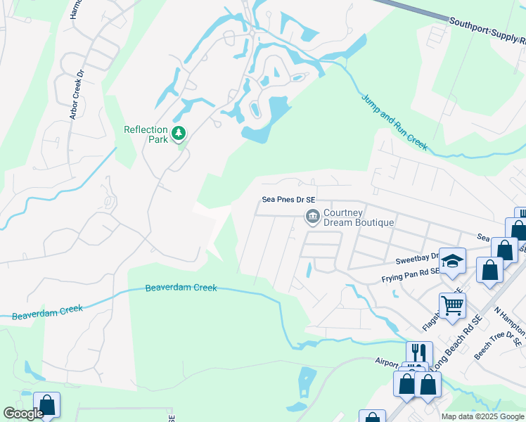 map of restaurants, bars, coffee shops, grocery stores, and more near 4402 Oakcrest Drive Southeast in Southport