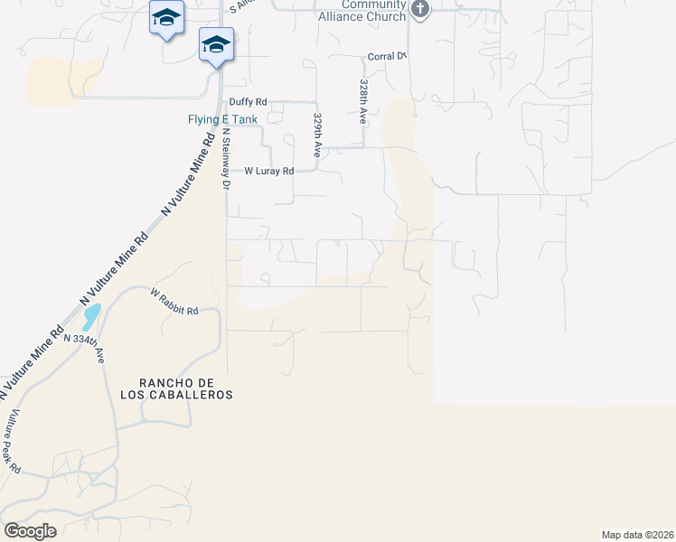 map of restaurants, bars, coffee shops, grocery stores, and more near 32843 West Manrad Drive in Wickenburg
