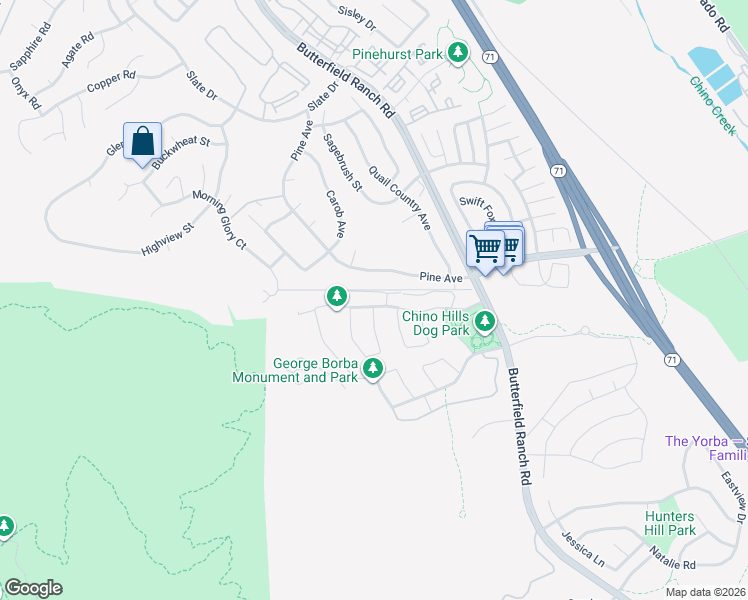 map of restaurants, bars, coffee shops, grocery stores, and more near 5524 Lisboa Street in Chino Hills