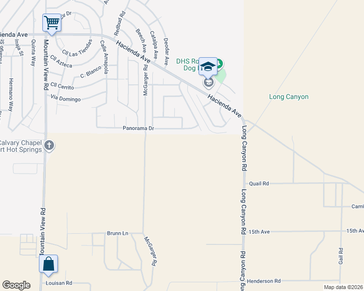 map of restaurants, bars, coffee shops, grocery stores, and more near 65850 Pierson Boulevard in Desert Hot Springs
