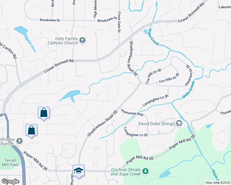 map of restaurants, bars, coffee shops, grocery stores, and more near 3573 Turtle Cove Court Southeast in Marietta
