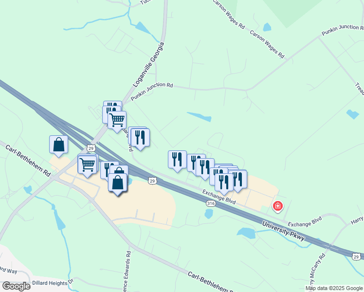map of restaurants, bars, coffee shops, grocery stores, and more near 837 Lodgeview Drive in Bethlehem