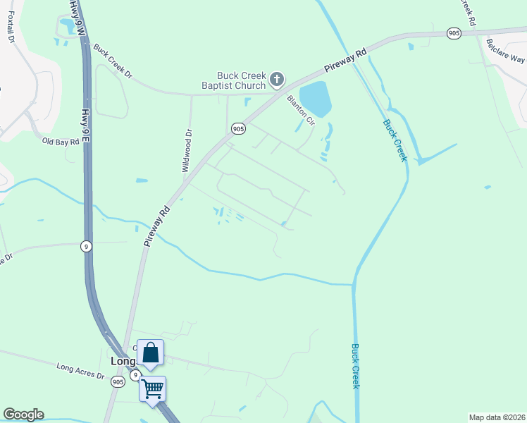 map of restaurants, bars, coffee shops, grocery stores, and more near 11282 South Carolina 905 in Longs