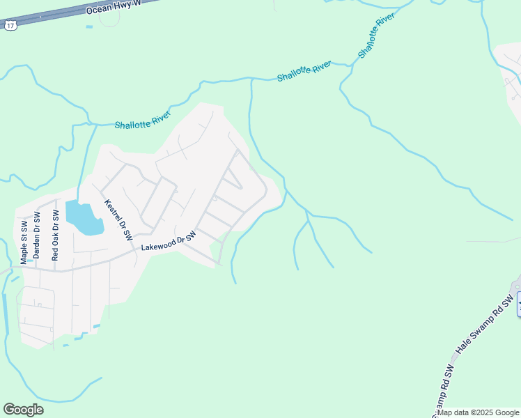 map of restaurants, bars, coffee shops, grocery stores, and more near 5061 Lakewood Drive Southwest in Shallotte