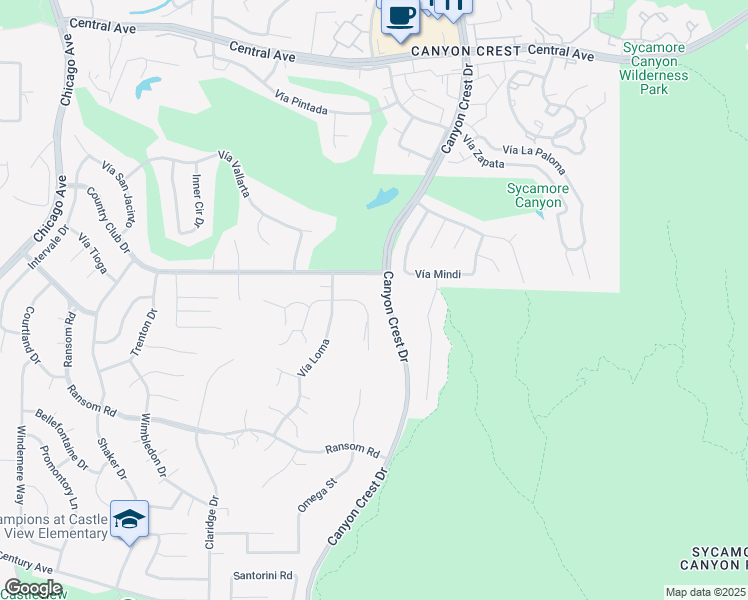 map of restaurants, bars, coffee shops, grocery stores, and more near 920 Country Club Drive in Riverside