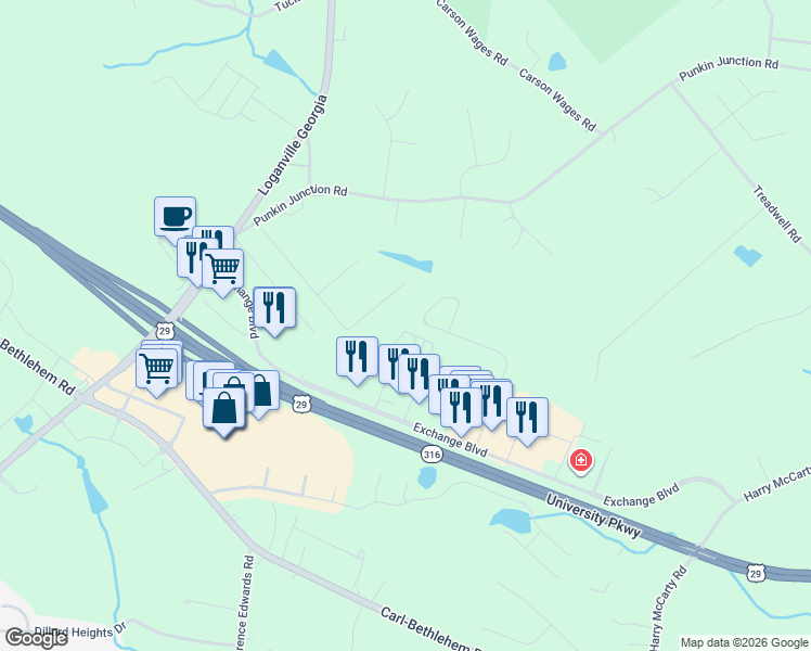 map of restaurants, bars, coffee shops, grocery stores, and more near 847 Lodgeview Drive in Bethlehem