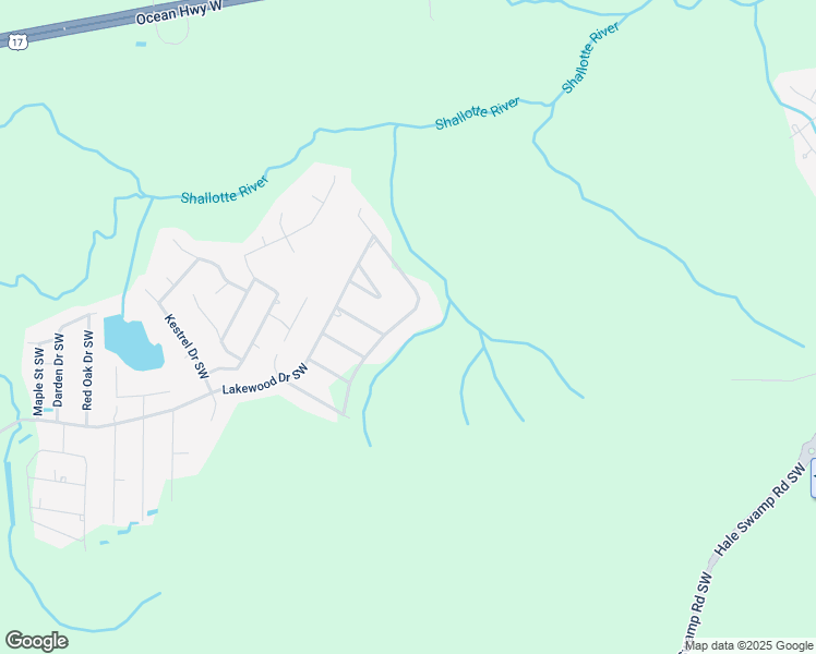 map of restaurants, bars, coffee shops, grocery stores, and more near 5061 Lakewood Drive Southwest in Shallotte