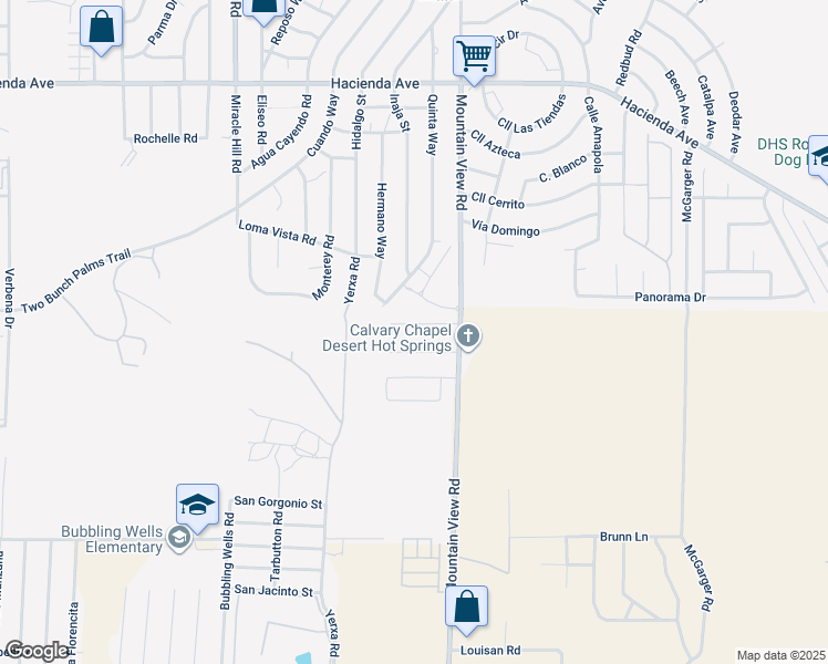 map of restaurants, bars, coffee shops, grocery stores, and more near 67917 Whitney Court in Desert Hot Springs