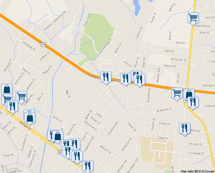 map of restaurants, bars, coffee shops, grocery stores, and more near 960 Miller Road in Sumter