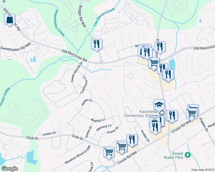 map of restaurants, bars, coffee shops, grocery stores, and more near 1200 Izod Court in Lawrenceville