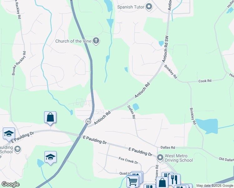 map of restaurants, bars, coffee shops, grocery stores, and more near 337 Antioch Road in Dallas