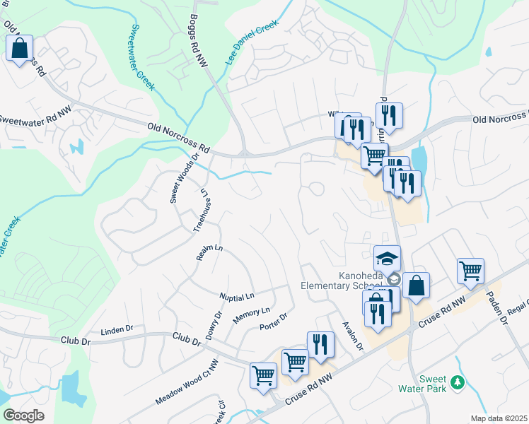 map of restaurants, bars, coffee shops, grocery stores, and more near 1200 Izod Court in Lawrenceville