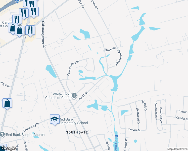 map of restaurants, bars, coffee shops, grocery stores, and more near 503 Colony Lakes Drive in Lexington